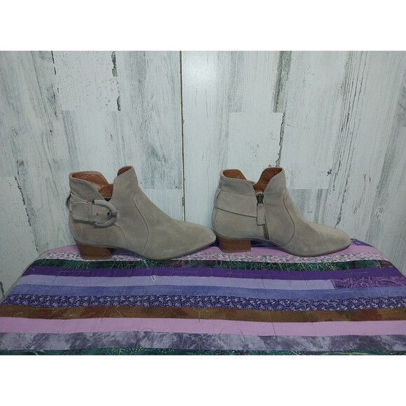 Aquatalia Fiamma Leather Suede Water Resistant Taupe Sz 9 Ankle Boots - Picture 5 of 12